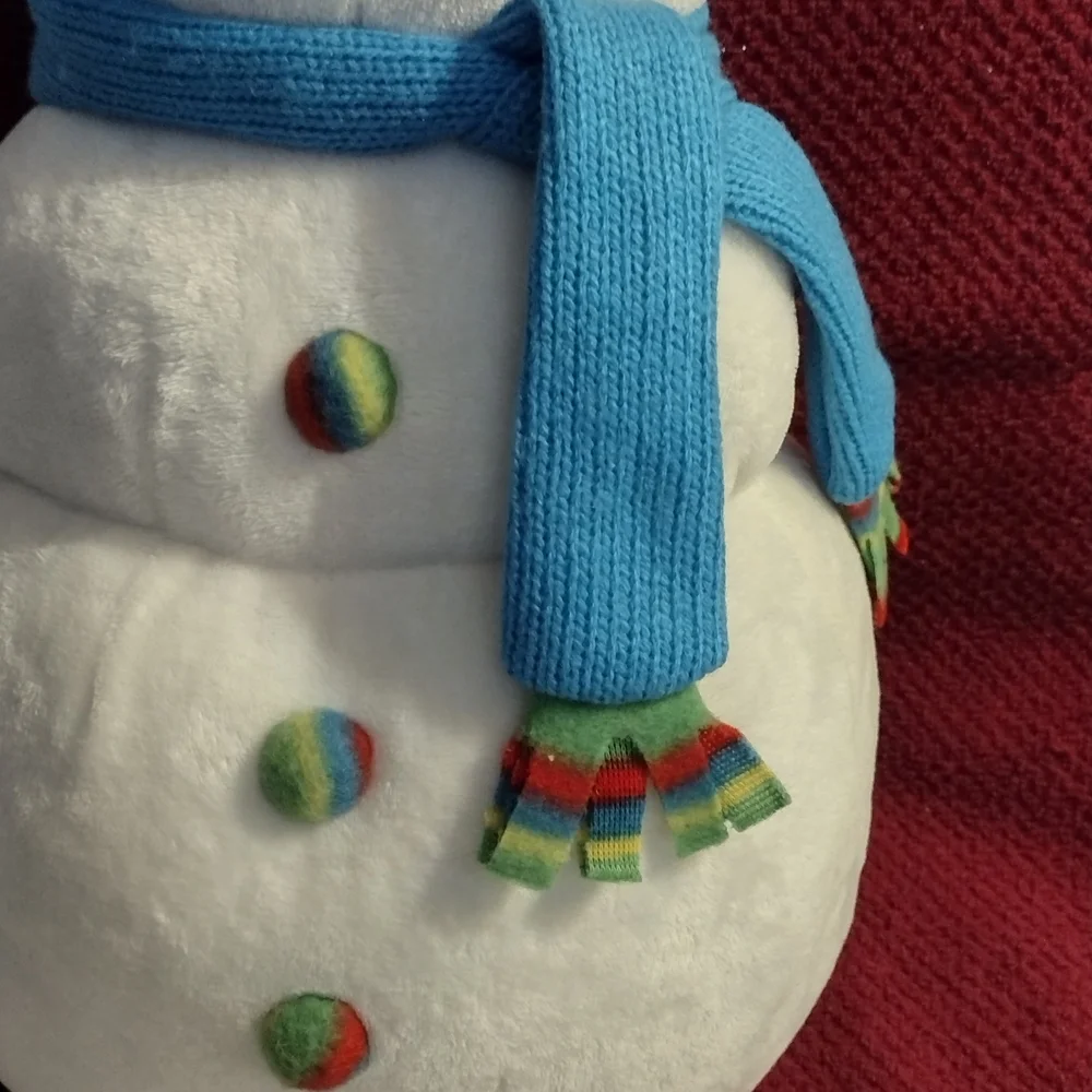 Festive Snowman Plush with Colorful Hat and Scarf - Picture 5 of 12